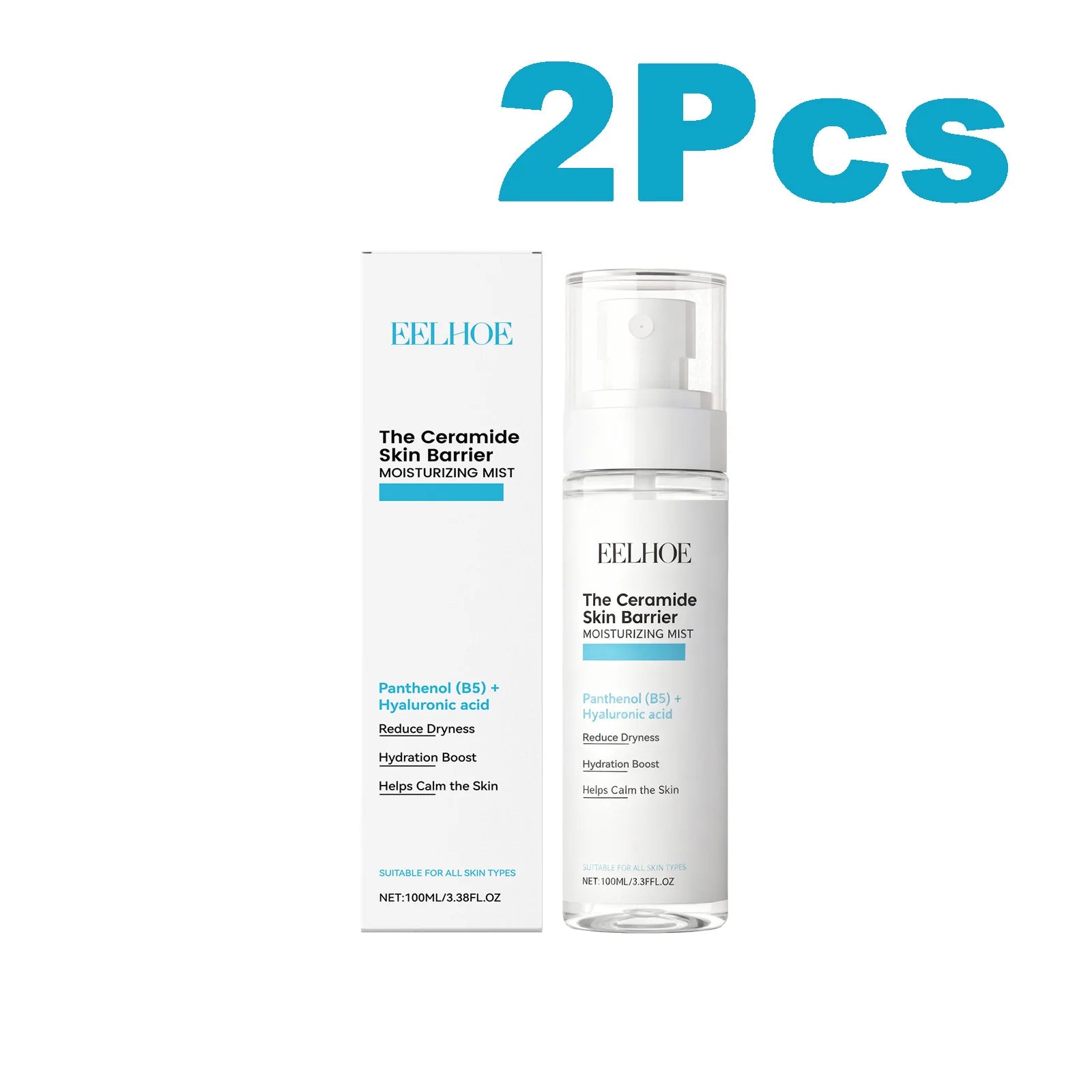 Hyaluronic Acid Hydrating Face Mist Oil Control Minimizes Pores Tightens Skin Soothes Lifting Brightening Refreshing Toner Spray Qme 2 x 100ml Boxed