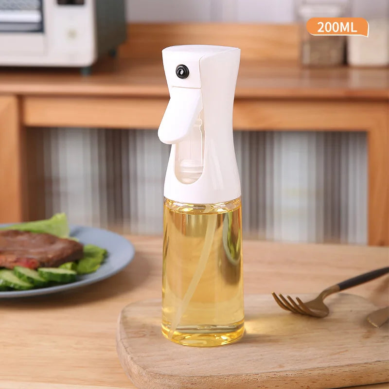 Oil Spray Bottle For Cooking Kitchen Olive Oil Sprayer For Camping BBQ Baking Vinegar Soy Sauce 200ml 300ml Kitchen Accessories Qme White 200ML