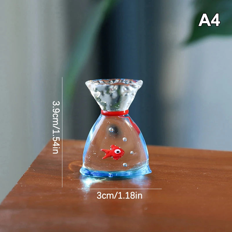 Home Office Decor Handcrafted Glass Pocket Fish Figurine Mini Qme A4
