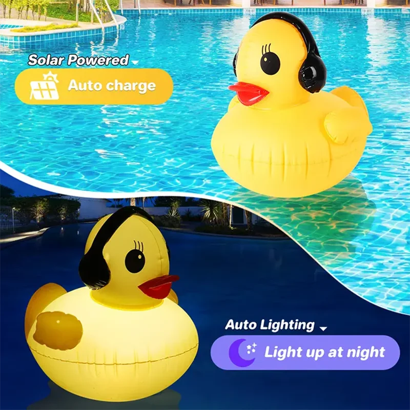 The little duck floating pool light solar RGB PVC inflatable LED pool light is suitable for garden party beach pool decoration Qme
