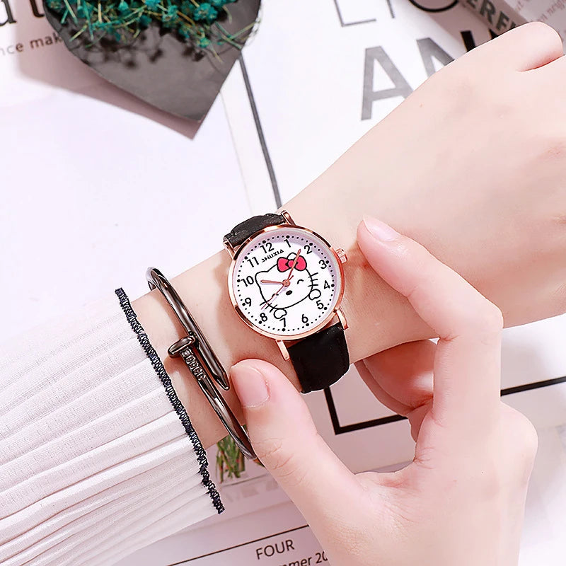 Hello Kitty Watch Minimalist, Cute Little Red Cat Student Watch in the Instagram Style Fresh and Chic Quartz Wristwatch Qme