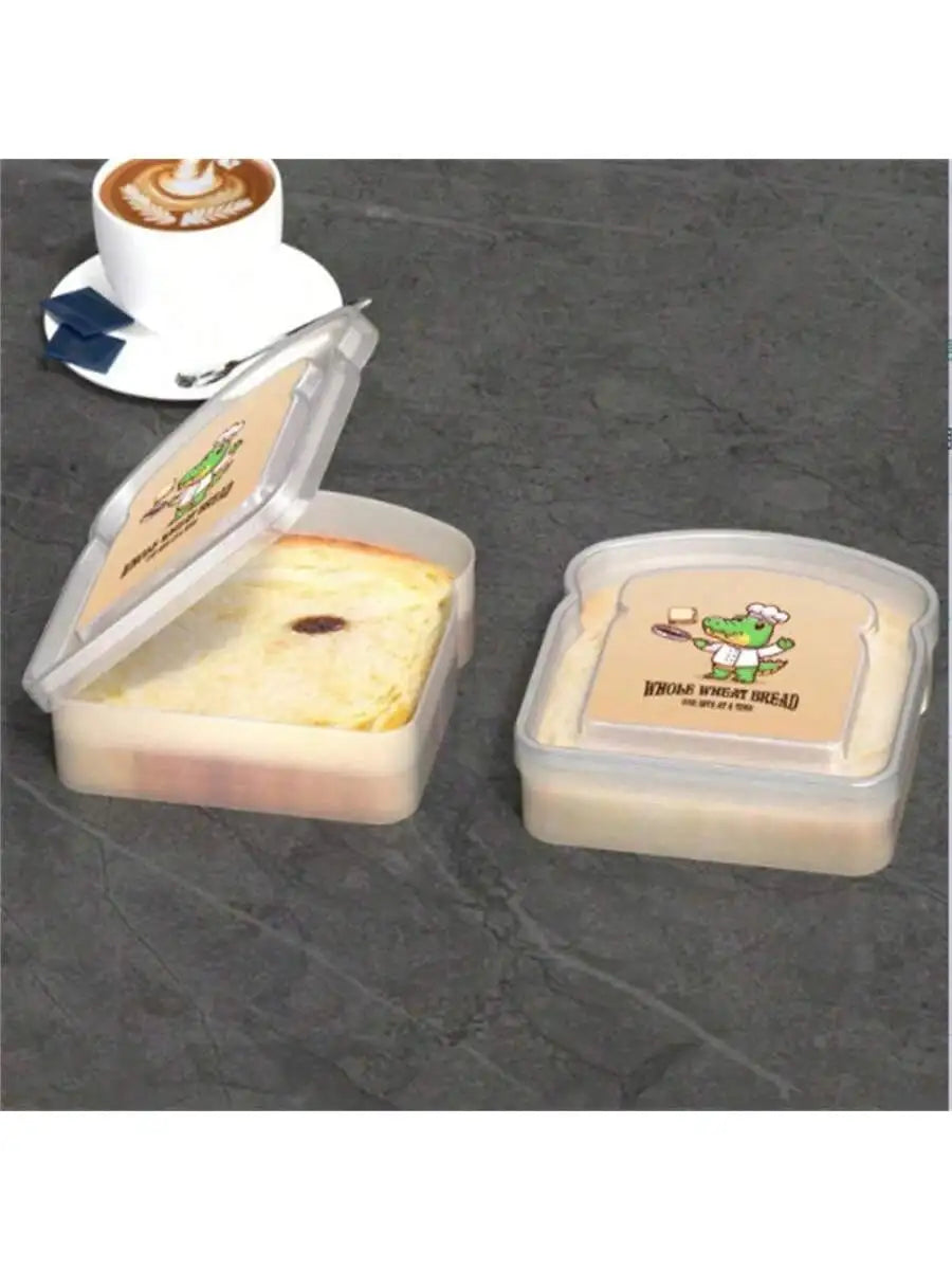 Portable Toaster Sandwich Box Transparent Tape Bread Dessert Food Qme yellow