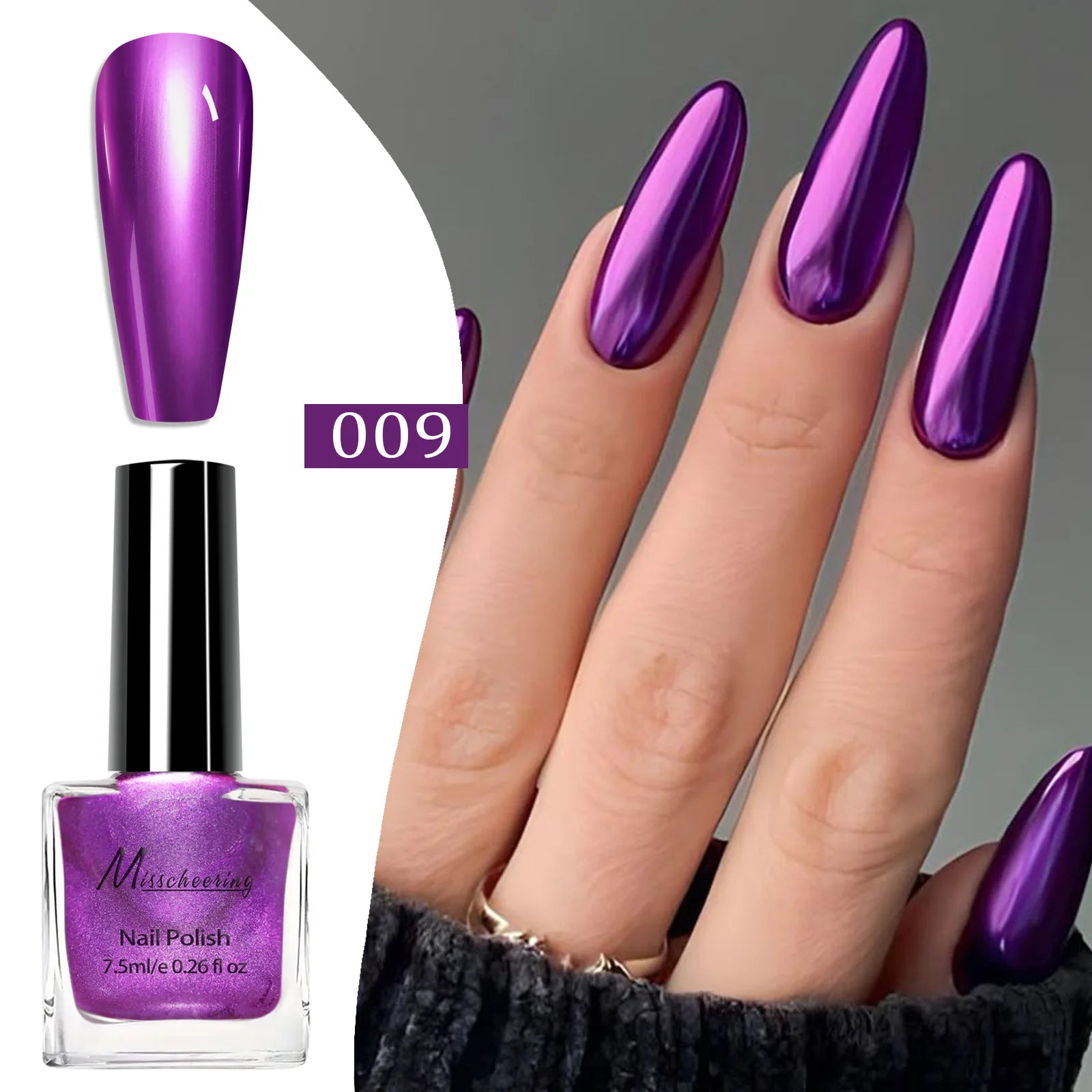 Instant Chrome Nail Polish 12 Colors - No UV Lamp Mirror Effect, Quick Dry Metallic Nail Lacquer, Long Lasting Salon Nail Polish Qme 09