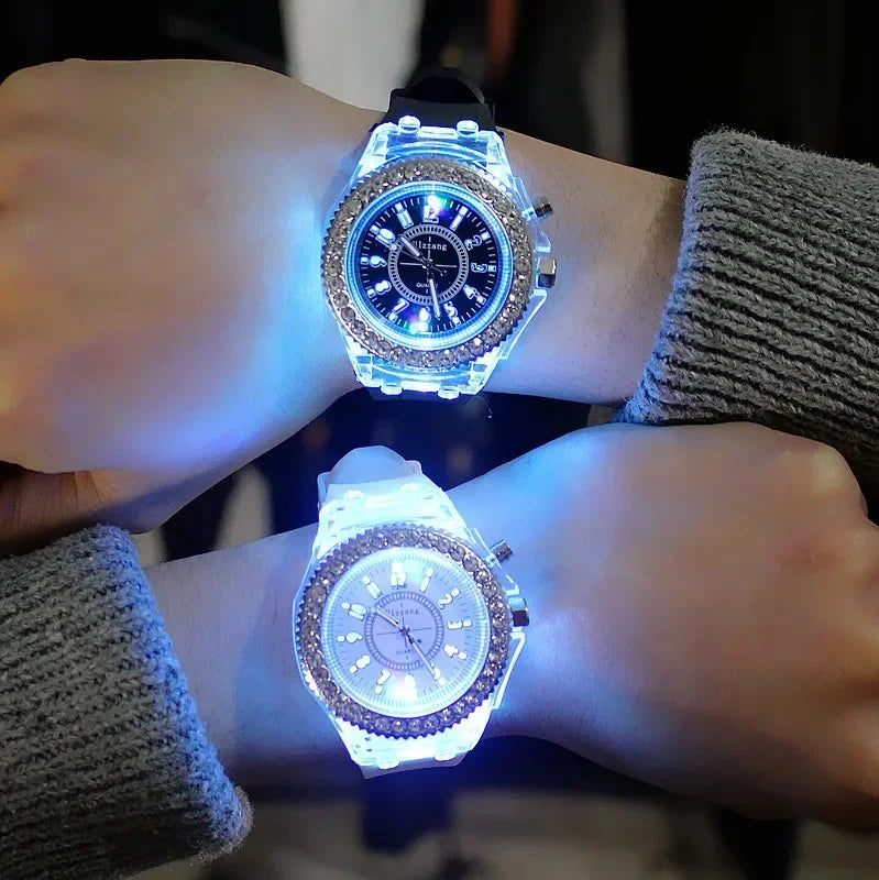 2026 Luminous Colorful LED Luminous Watch for Male and Female Students, Fluorescent Quartz Hand for Male and Female Students Qme