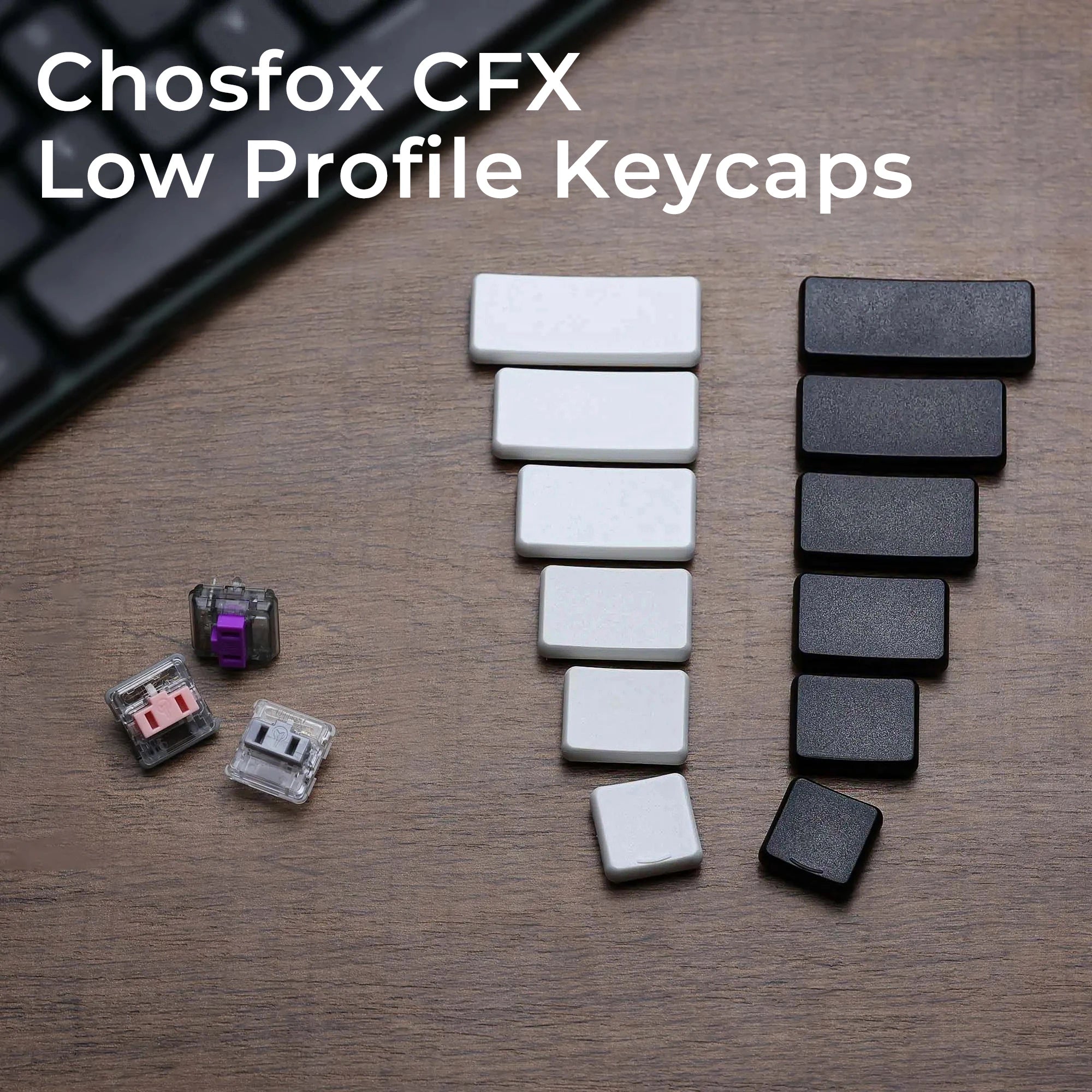 2PCS Chocfox CFX Low Profile PBT Keycaps For Kailh Chocolate Switch Mechanical Keyboard Homing Keys 1.25/1.5/1.7/2/2.25U Keycaps Qme 2.25U black