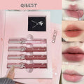 QIBEST 4 Pcs Lip Makeup Sets Include 3*Matte Liquid Lipstick And 1*Lip Balm Oil Moisturizing Lasting Water Proofs Lips Cosmetics Qme Lip Makeup Sets
