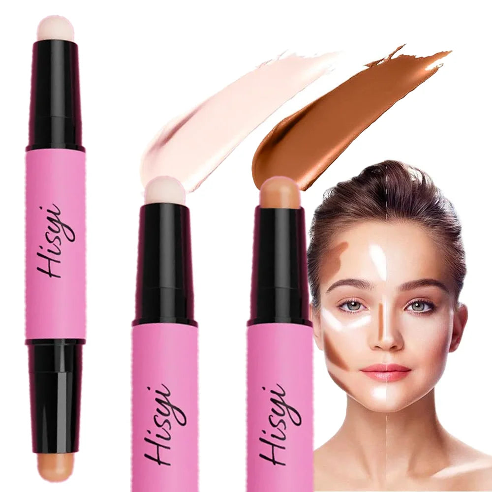 Dual-tone Highlight Contour Stick Brighten Conceal Multi-look Makeup Qme Ivory and chocolate