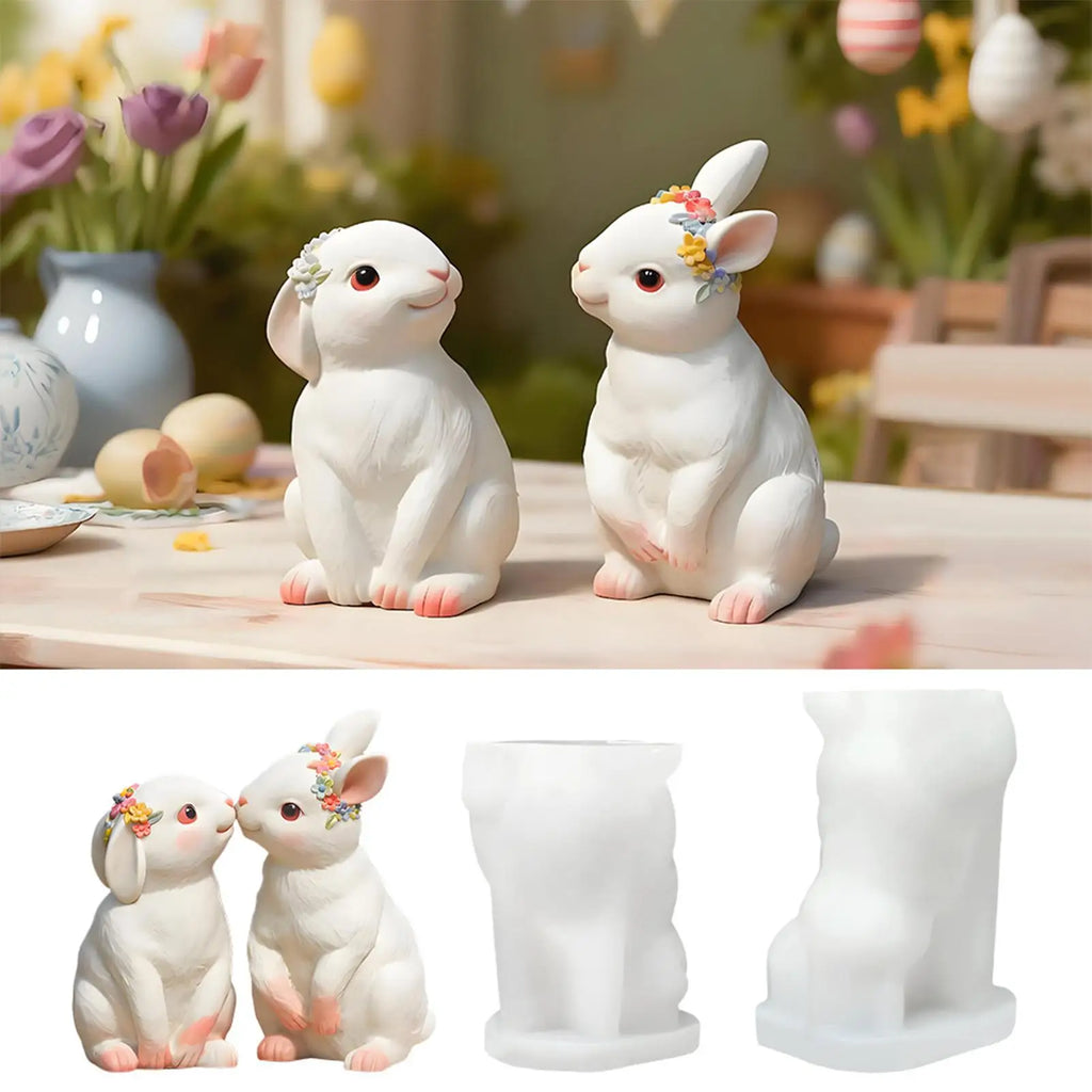Soap Molds 3D Eater Home Decor 2 Pieces Bunny Candle Craft Molds For Plaster Chocolate Clay Living Room Bedroom Kitchen Study Qme