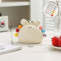 Cute Crab Shape Stainless Steel Fruit Fork Ceramic Storage Jar Safe Qme white