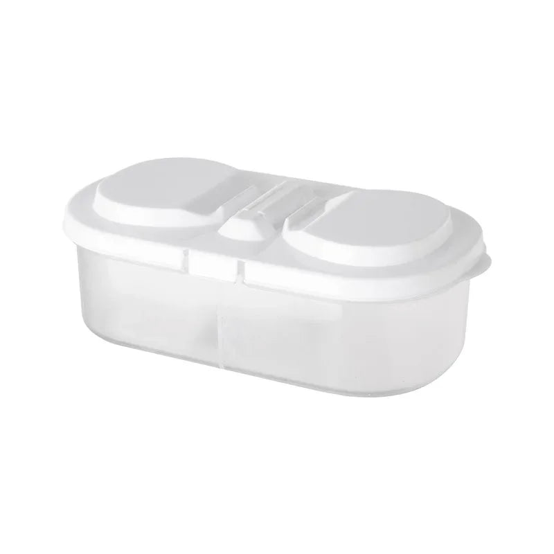 Double-compartment Airtight Food Storage Container Lid Plastic Flip Qme White