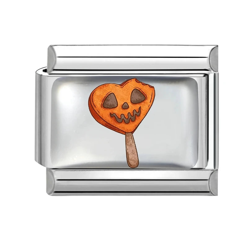 New 2026 Design Halloween Cherry Bow Pumpkins Ghost Italian Charm Links Fit 9MM Stainless Steel Bracelet Jewelry DIY Making Gift Qme S 4