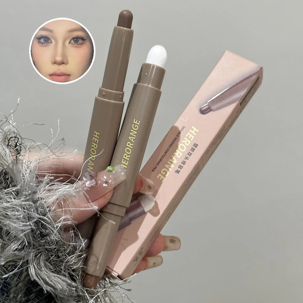 HERORANGE Double-ended Contour Pen for Contouring, Brightening with a Smudge Brush Qme