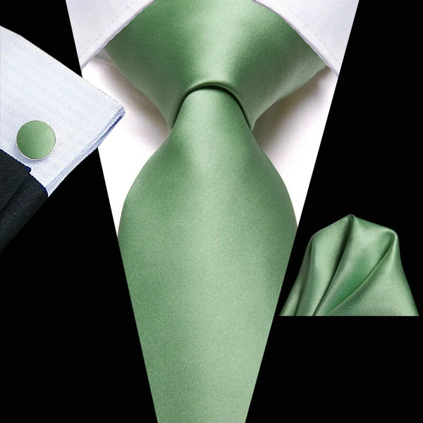 Tie Set for Men, 3-Piece Wedding Accessories with Cufflinks & Pocket Handkerchief, Striped/Floral Design Qme DPTH-LDSN3403