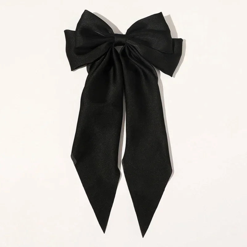 Women Girl Large Bow Hairpin Korean Headbands Big Bowknot Barrettes Qme black