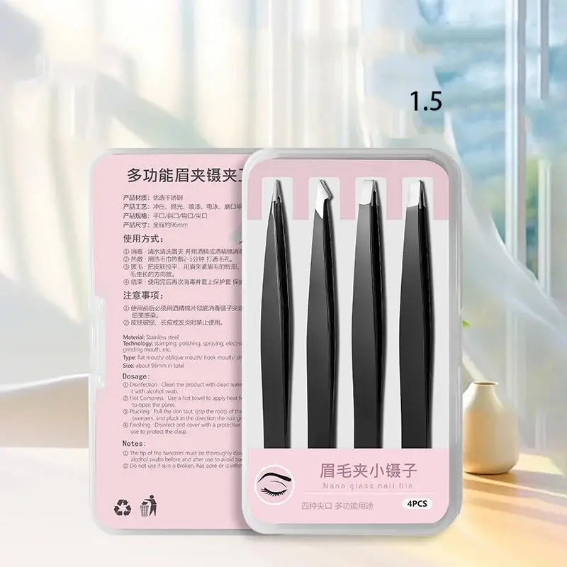 Durable Professional Stainless Steel Slanted Eyebrow Tweezers Qme 15 Black