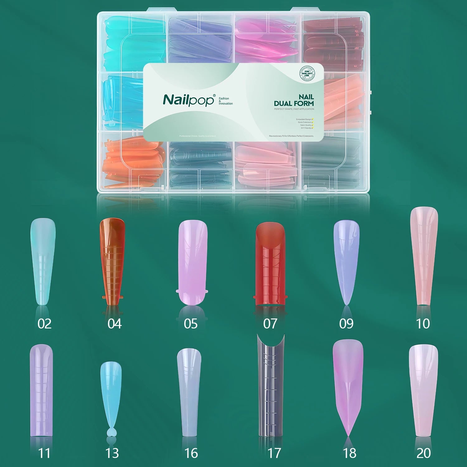 Nailpop Nail Dual Form 15 Clear Embedded Design Shape Full Coverage Qme JMT04-Colored 288