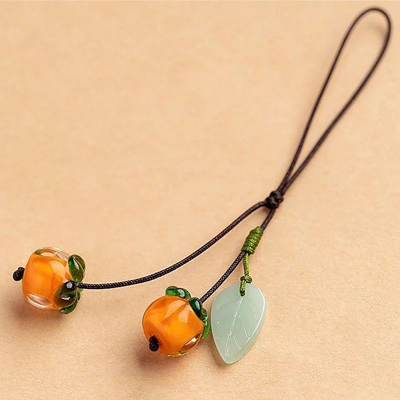 Cute Kawaii Persimmon Vintage Chinese Key Pendant Phone Charms Strap Qme