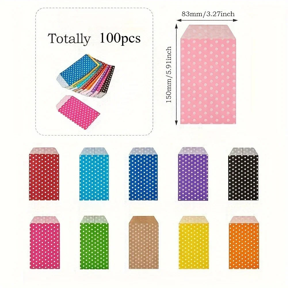 Paper bag, without handle, storage bag, white polka dot pattern, suitable for wedding parties and birthday gift bags. Qme