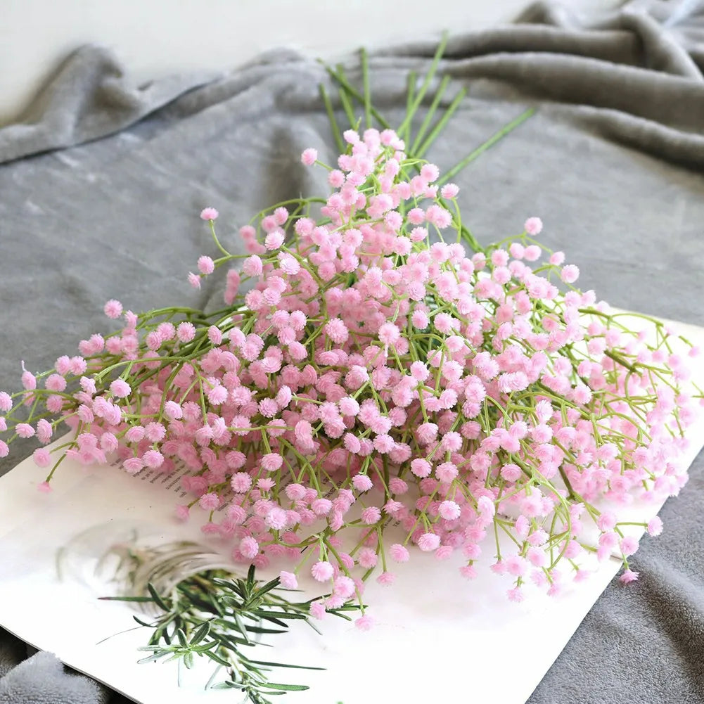 1 pc Artificial Flower Fake Silk Gypsophila Flower Simulation Gypsophila Flower Wedding Bouquet Home Garden Hotel Party Decor Qme pink