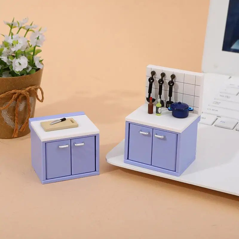 Dollhouse Simulation Mini Kitchen Utensils Gas Stove Model Scene Qme