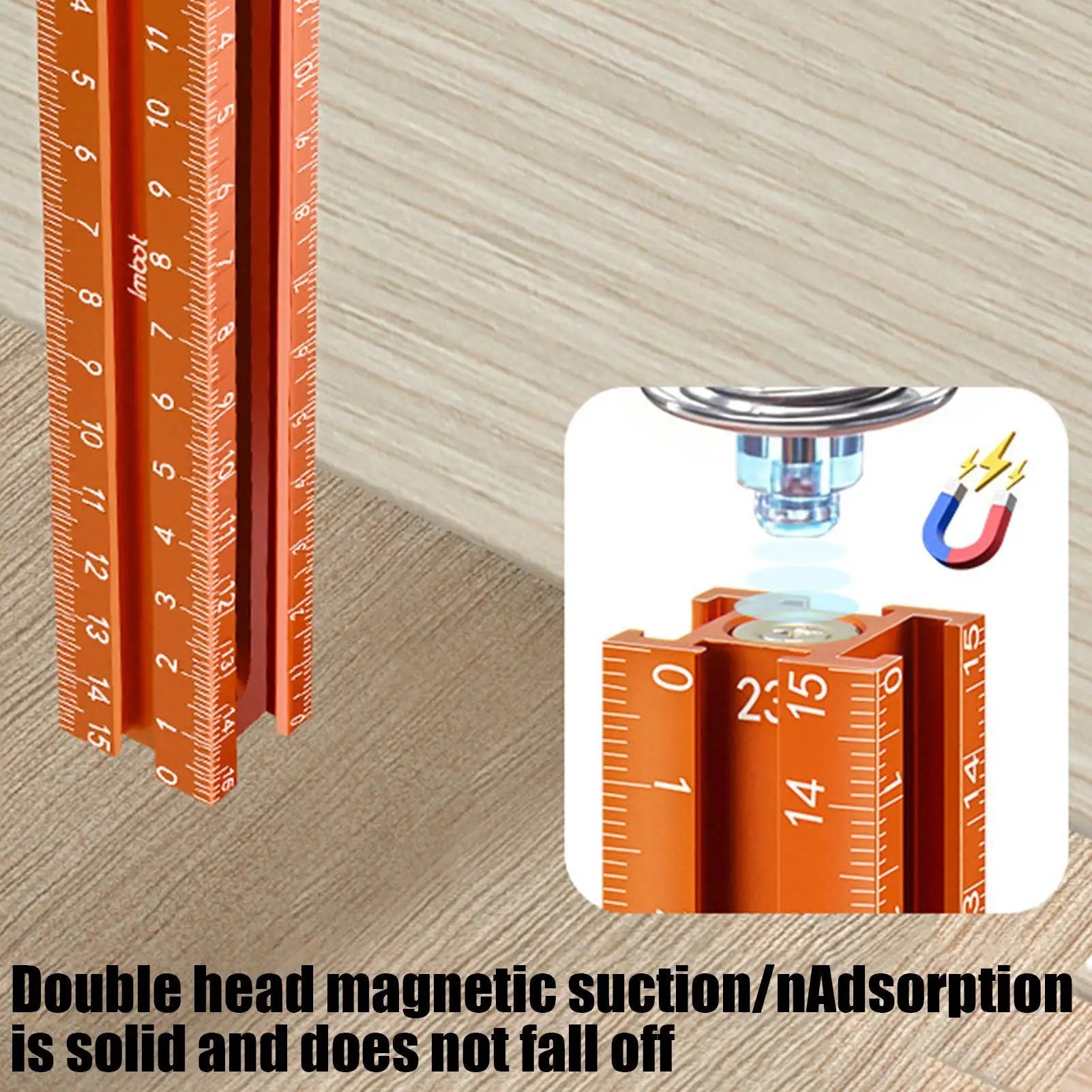 Carpenter Ruler 4-Sided Magnetic Base Gauge Metal Precision Carpentry Qme