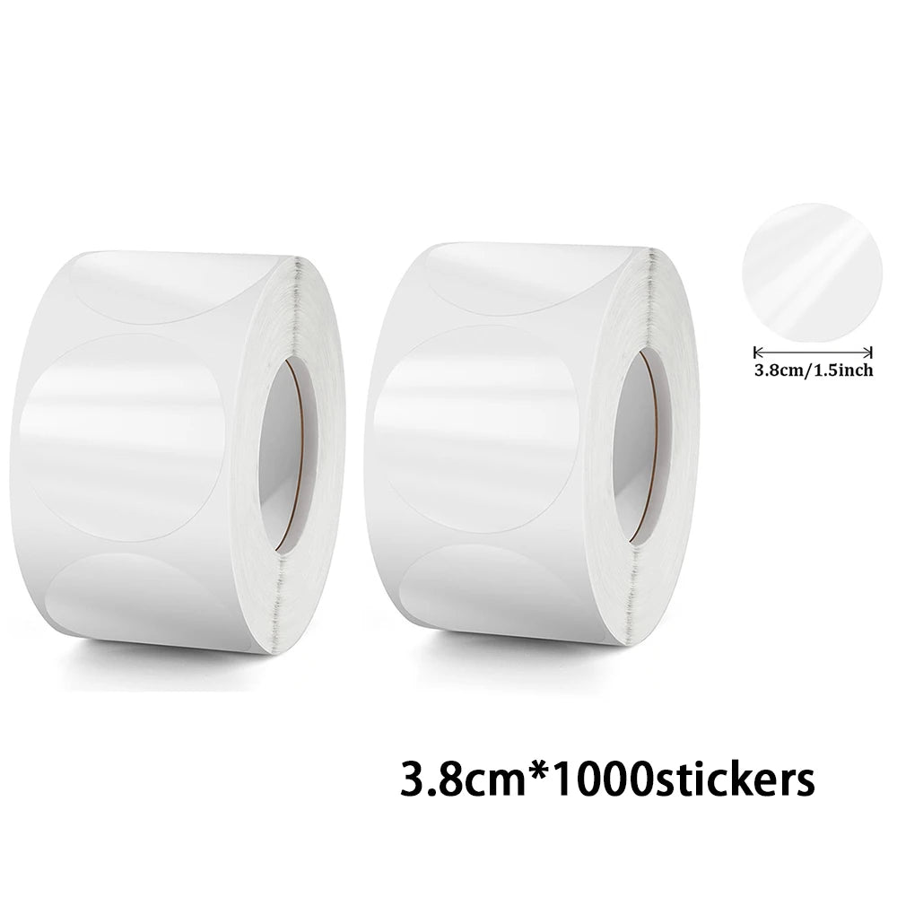 300-1000 Stickers Crystal Clear Transparent 1"/1.5" Round PVC Stickers, Envelope TabSealer And Retail Package Clear Seal Labels Qme 3.8cm 1000 pcs