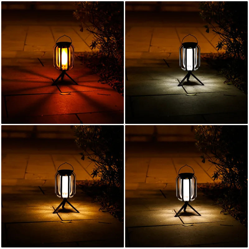Solar Flame Camping Light Outdoor Decoration Hanging Garden Tripod Qme
