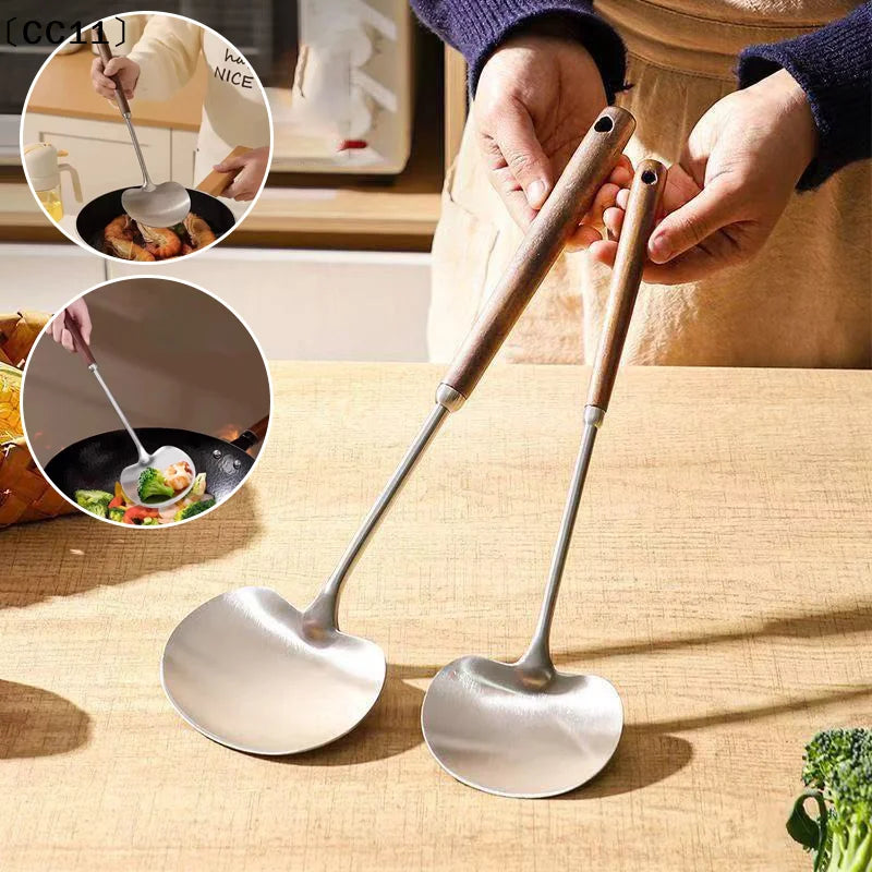 CC11Stainless Steel Spatula Non Slip Mushhead Cooking Shovel Long Qme