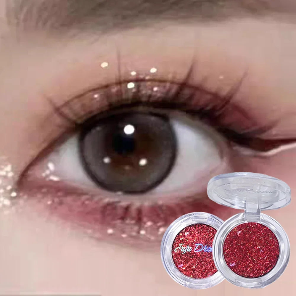 Monochrome Glitter Eyeshadow Mermaid Shimmer Compact Portable Qme