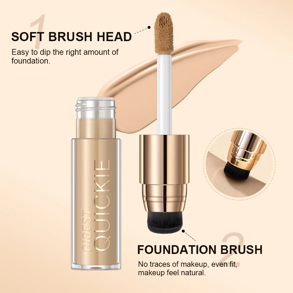 QIBEST 4 Colors Matte Liquid Foundation Hydrating Nourishing Full Coverage Blemish Brighten Concealer Base Maquiagem New Makeup Qme
