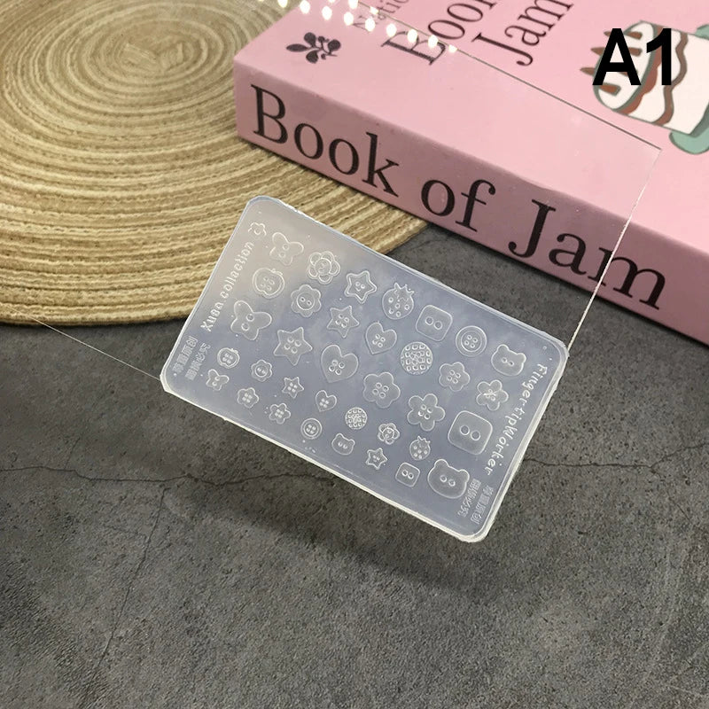 Cartoon Butterfly Button Key Lock Silicone Nail Stamping Mold Qme A1