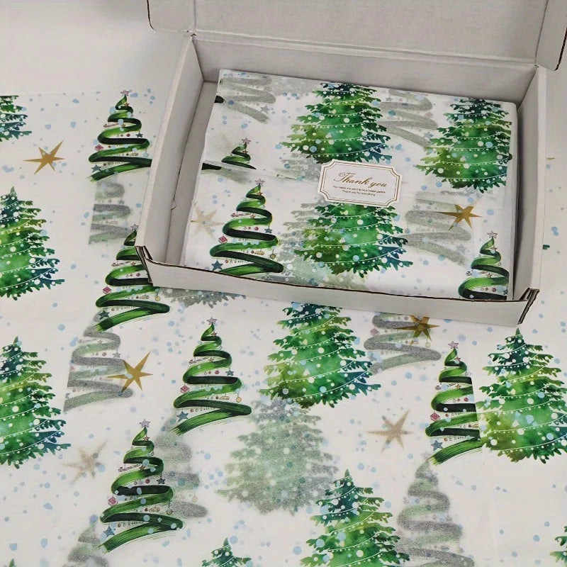 10/20 sheets of colorful lightweight Christmas tree pattern tissue paper, gift wrapping paper, suitable for weddings, Christmas Qme