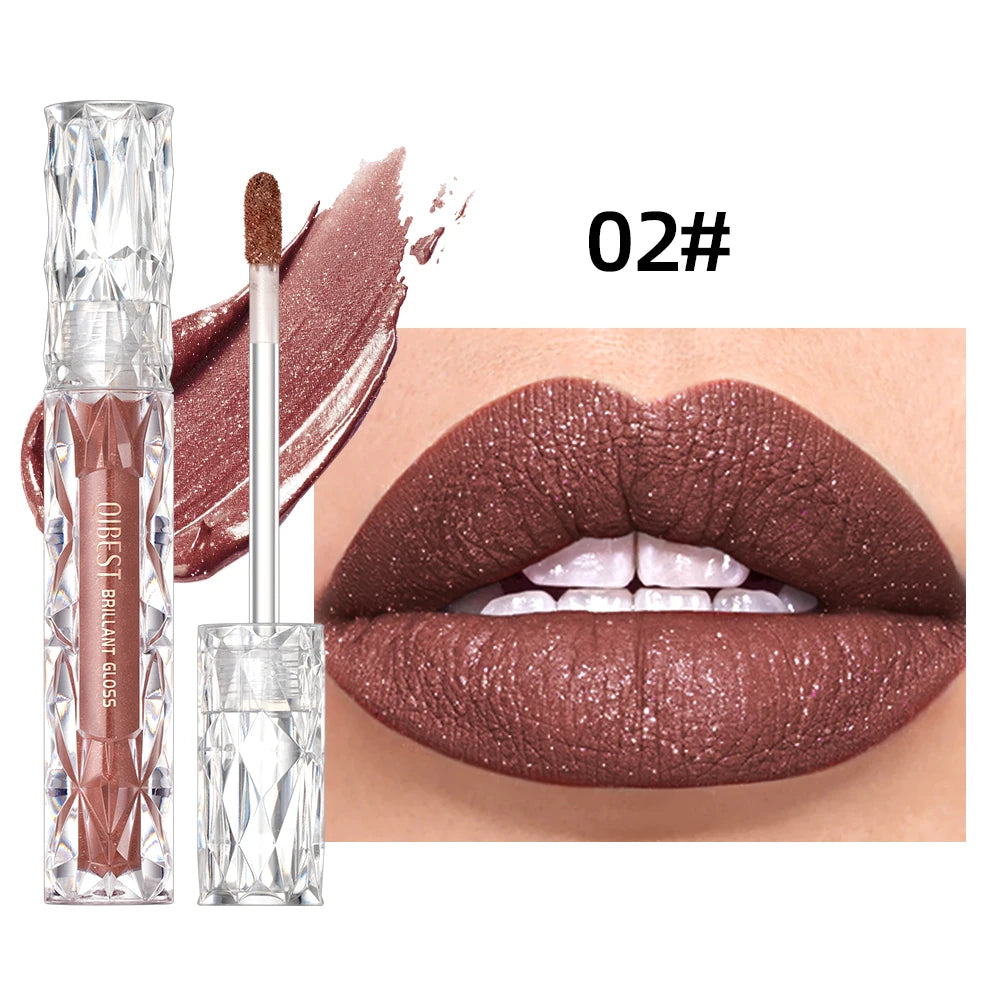 QIBEST Diamond Shiny Lip Gloss Moisturizing Long Lasting Waterproof Glitter Lipstick Lips Makeup Crystal Lip Tint Blam Cosmetic Qme 02