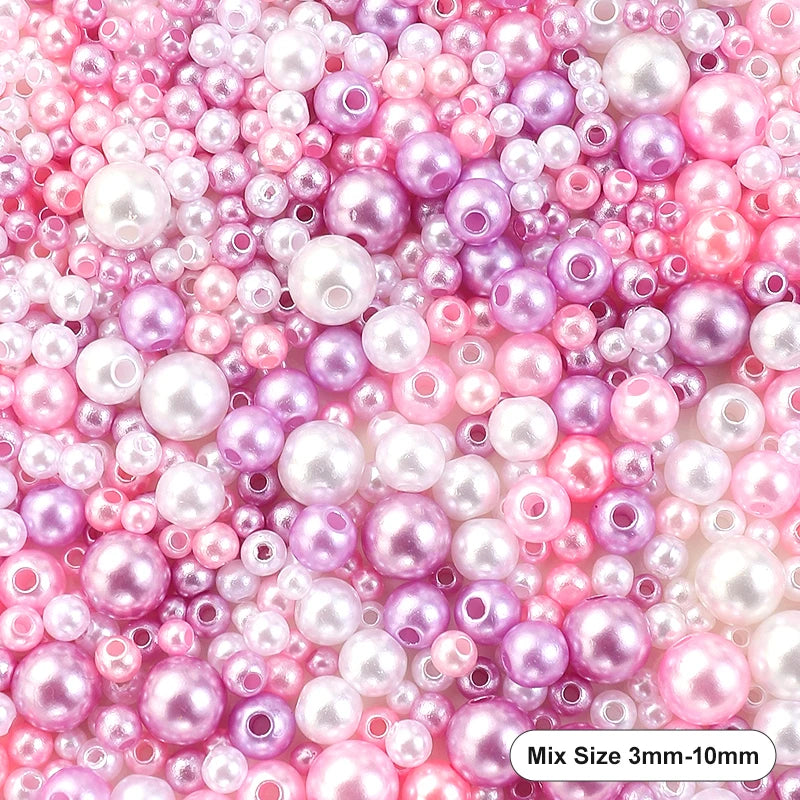 Mixed Size Acrylic Pearl Beads Round Tiny Craft Beads Loose Pearls for Jewelry Making DIY Craft Necklaces Bracelets 30g/pack Qme 5