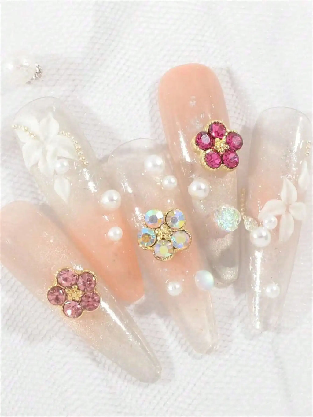 3D Glitter Rhinestones Crystal Flower Nail Art Charms Colorful Cherry Qme