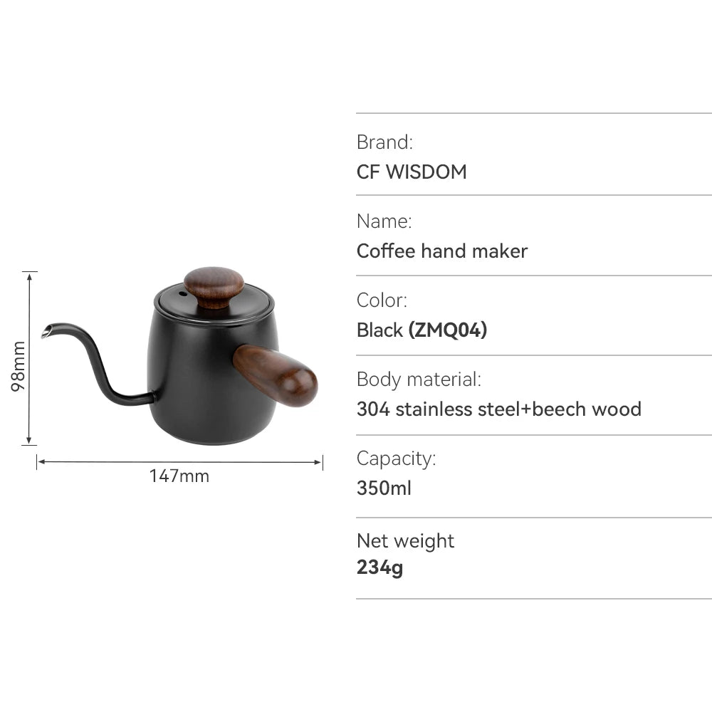 Kettle Tea Coffee Premium Gooseneck Pour Over Pot Stainless Steel Qme ZM-Q04