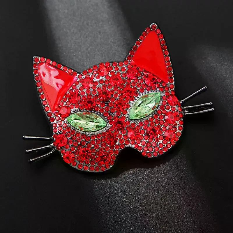 Sparkling Cat Head Brooches For Women Unisex 4-color Luxury Lovely Kitty Pets Animal Office Party Brooch Pins Gifts Qme