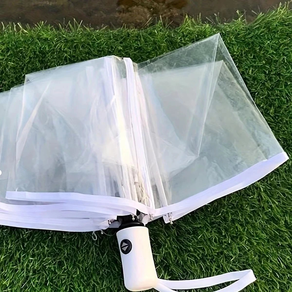 1pc-Korean Transparent Umbrella Folding Automatic Open And Close Umbrella Mori Three-fold Student Sunny Umbrella Qme