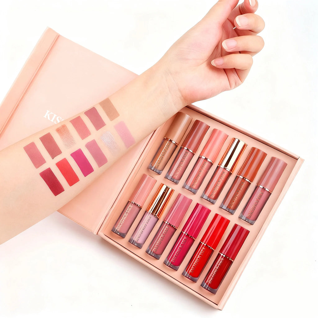 12 Colors Matte Lipstick Set Petansy Liquid Lipstick Kit Long Lasting Waterproof Lip Gloss Set with Gift Box Qme 30ml