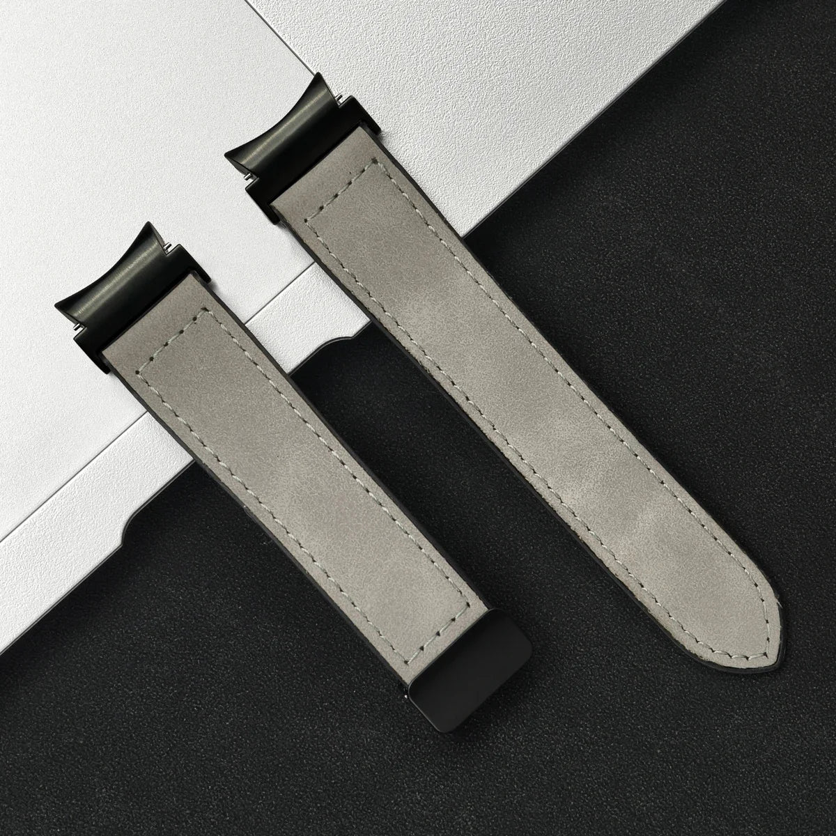 20mm Quick fit Leather Band for Samsung Galaxy Watch 6 5 4 40 44mm watch 5 pro 45 for 6/4 classic 43 47mm 42 46mm No Gaps Strap Qme