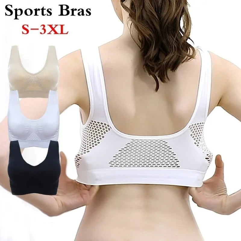 Women's Breathable Sports Vest Bra Sweat-absorbent Shockproof Pad Qme