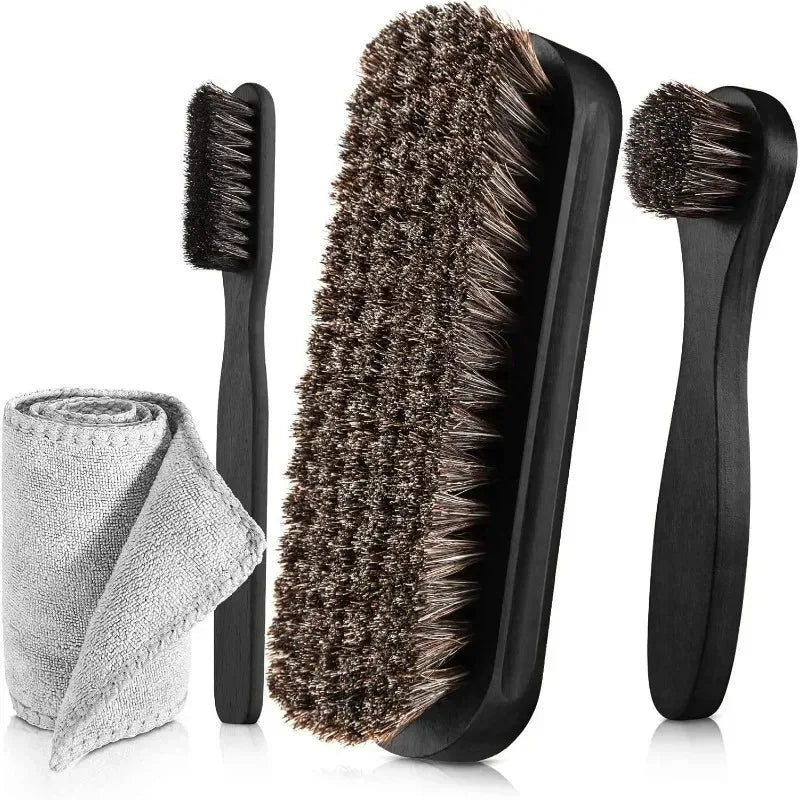 Horsehair Shine Shoes Brush Polish Dauber Applicators Cleaning Qme