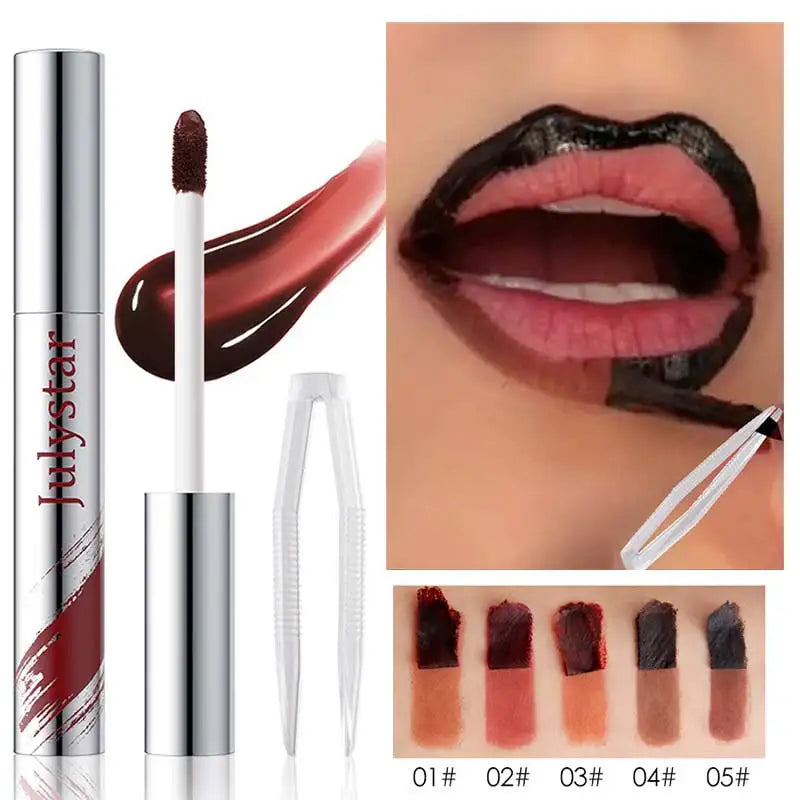 5 Color Liquid Peel-off Lip Liner Stain Waterproof Pink Brown Lip Contouring Tattoo Pigment Transfer Resistant Lip Gloss Tint Qme
