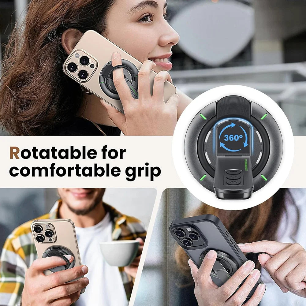 360° Rotating Desktop Stand Compatible with Multiple Phone Models Dual-Sided Magnetic Portable Multi-Function Phone Ring Holder Qme