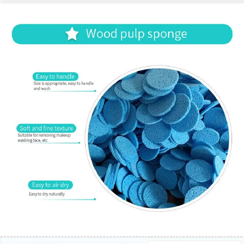 Face Round Makeup Remover Tool Natural Wood Pulp Sponge Cellulose Qme