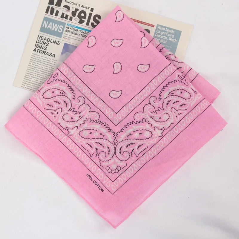 Unisex Cotton Bandana Kerchief Hip Hop Black Hair Band Neck Scarf Qme A10