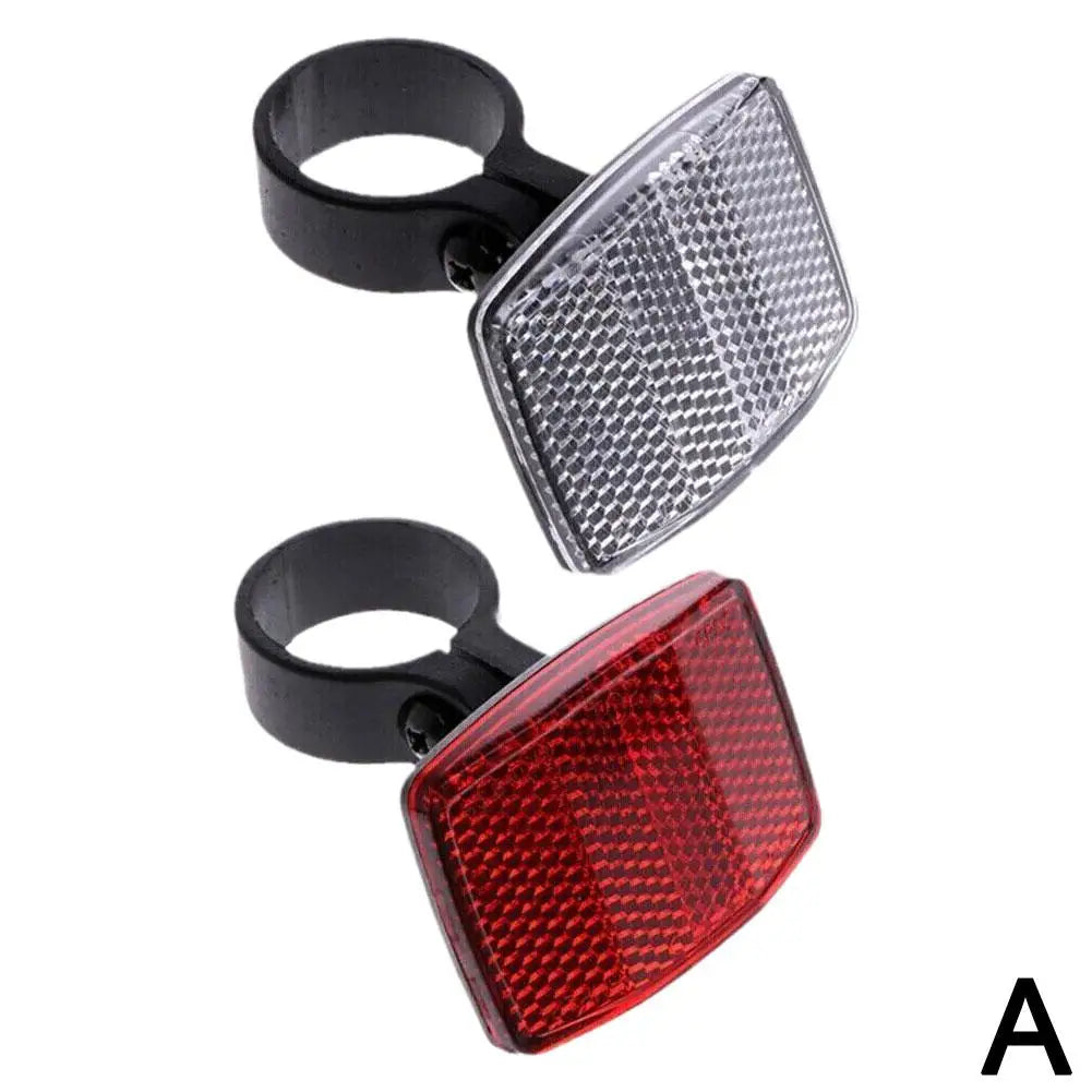 NEW Front & Rear Bike Bicycle Reflector Set Red White Fixings Mounting Bracket Warning Light Safety Lens Bicycle Accessorie Qme 1pair