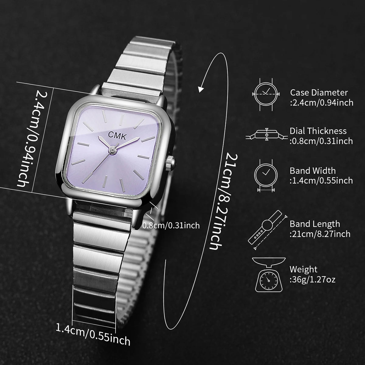 Moda praça relógios femininos de luxo ultra-fino cinta senhoras relógio de pulso de quartzo para senhoras reloj mujer (sem caixa Qme