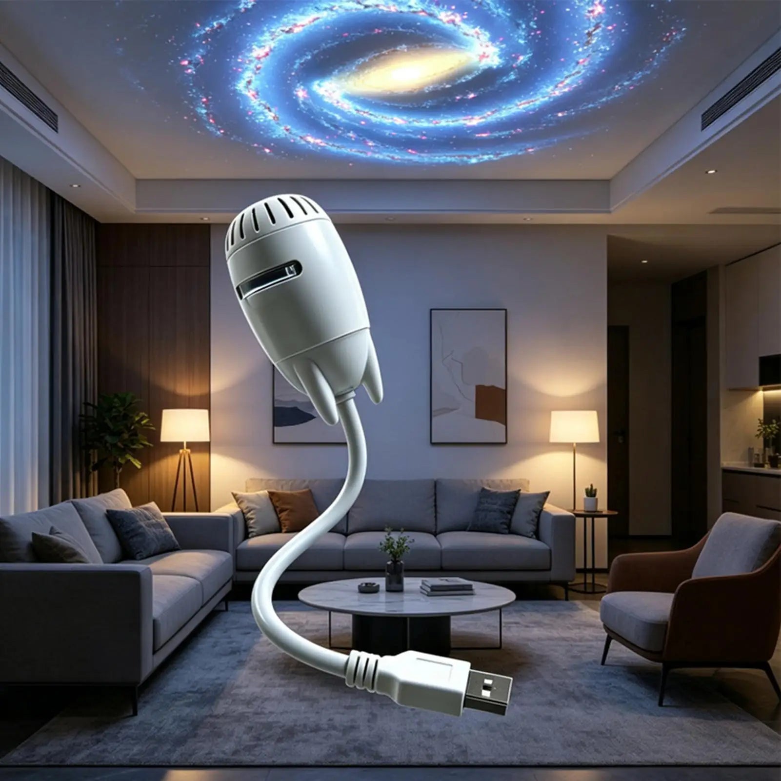 Galaxy Projector Night Light Aesthetic USB Plug Dimmable Gooseneck Qme