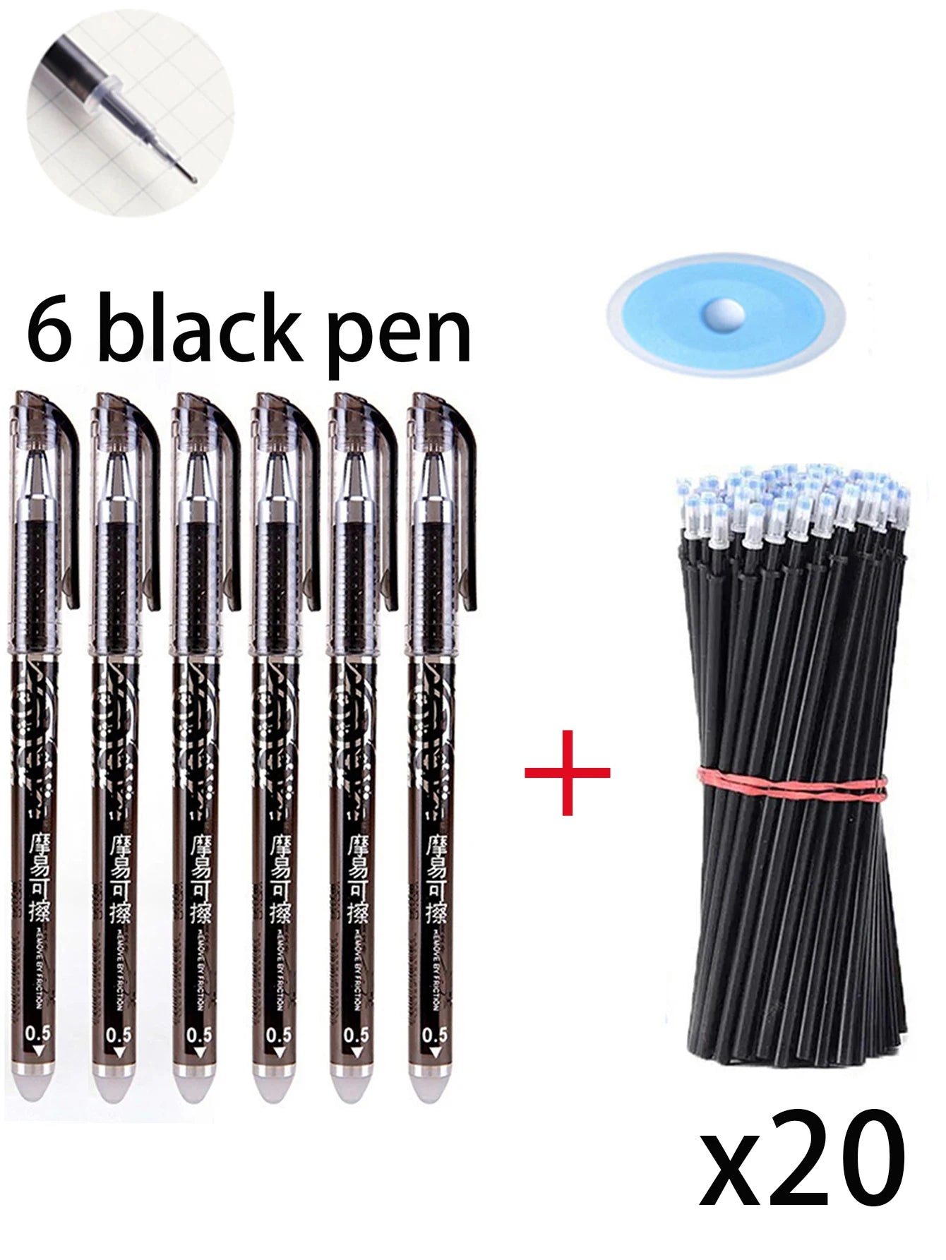 Erasable Gel Pens Refills Set 0.5 Mm Fine Point Blue/black Kawaii Ballpoint Pen for Writing Stationery Office School Supplies Qme 27 pcs black needle